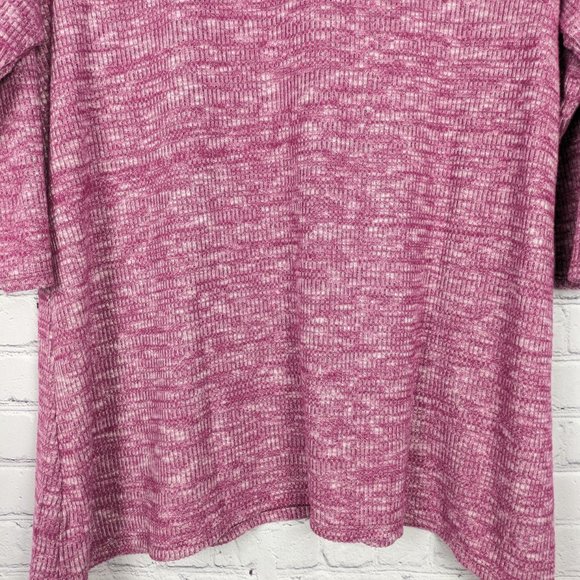 Chico's Blouse Womens Size 2 Red Rayon Blend 3/4 Sleeve Waffle Knit Stretch Top - Picture 9 of 10